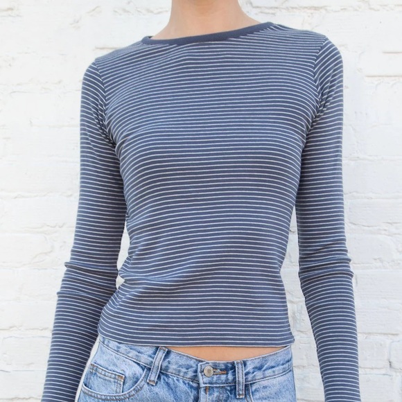 Brandy Melville Tops - brandy melville grey leah striped long sleeve tee 💝🌟